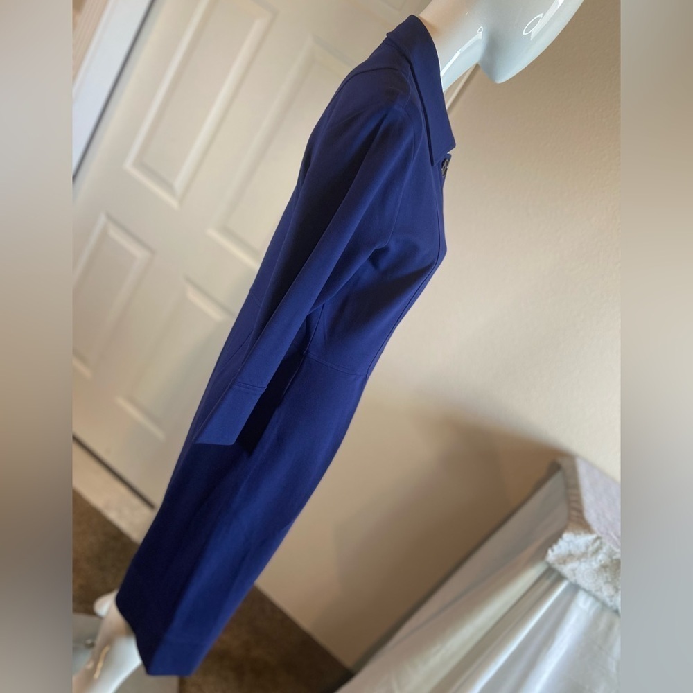 Talbots~Navy Blue~Mid-Weight~Ponte Knit~Button Down~Midi Dress~Pockets~Size 10 - Picture 11 of 16